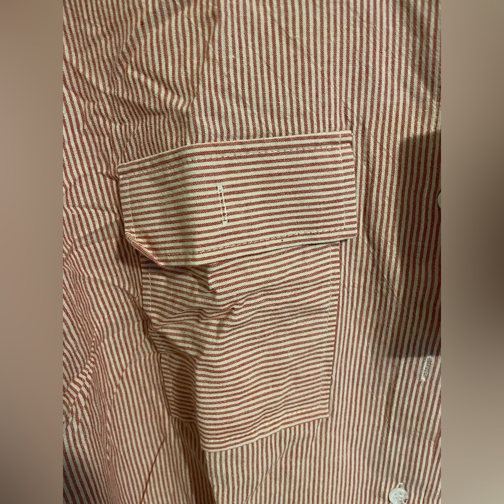 Sz L OMSJ OMSJ Women's Striped Button Down Shirts Casual Long Sleeve Stylish V - Picture 9 of 12